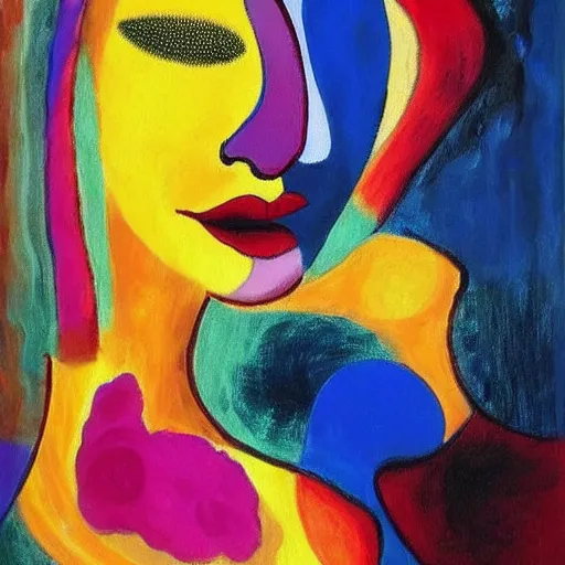 Prompt: A beautiful abstract painting Dicen que el hombre no es hombre mientras no oye su nombre de labios de una mujer. by Alejandro Jodorowsky intuitive