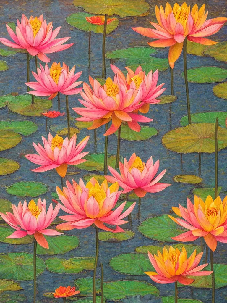 Prompt: a beautiful fine art painting of a buddha sacred lotus flower, intricate details, aesthetically pleasing and harmonious colors, impressionism, sacred, pure