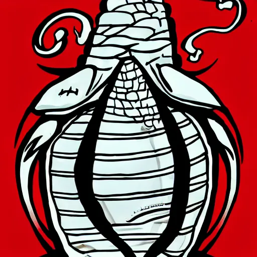 Prompt: a serpent rising from a conical shell made from metal, anime art style