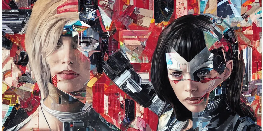 Image similar to a portrait of a single female android, by MARVEL comics and Sandra Chevrier