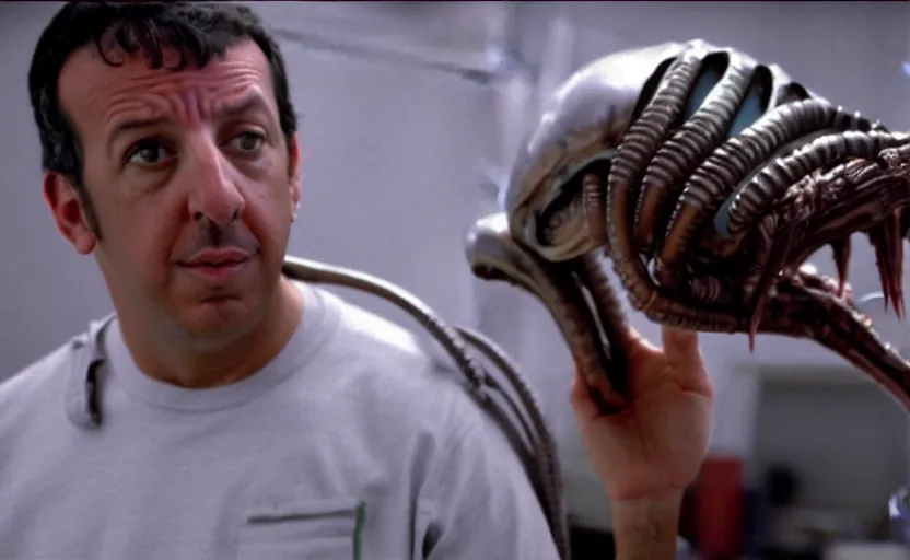 Image similar to alien facehugger adam sandler vfx film