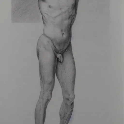 Prompt: a pencil study of a male body, berne hogarth, david hockney