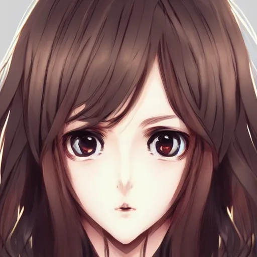 Image similar to full headshot portrait of a girl with long brown hair, drawn by WLOP, by Avetetsuya Studios, attractive character, colored sketch anime manga panel, trending on Artstation