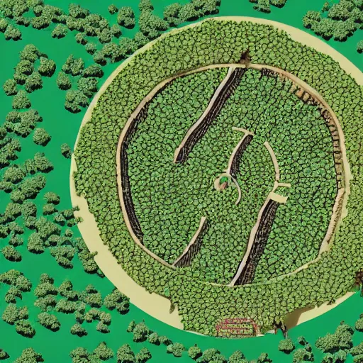 Image similar to top view of an illustration of an architectural plan view of a labyrinth of the deforestation in amazona crisis