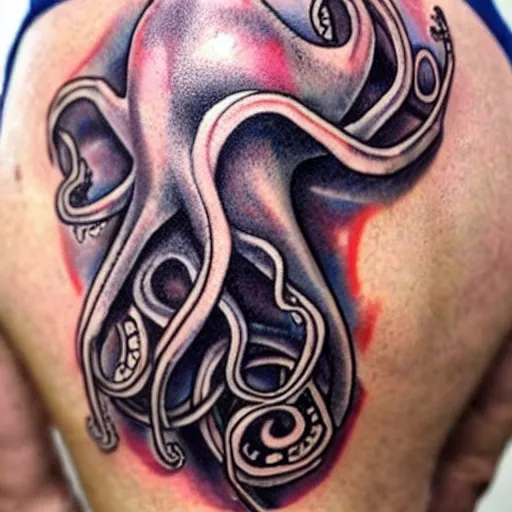 Image similar to surreal octopus tattoo