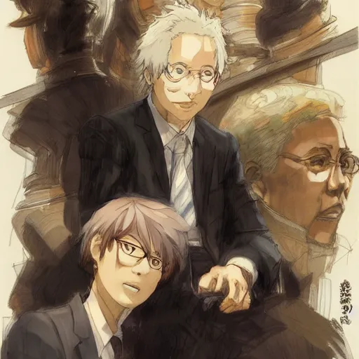 Prompt: Julius Causar at the senate, relaxed, anime portrait studio ghibli style by Kenz Cushart and Yoji Shinkawa