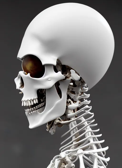 Prompt: hyper detailed ultra sharp beautiful well contoured porcelain ivory smooth fair subconscious skeletal book of the dead, up close shot, sharp focus, global illumination, radiant light, biomechanical white silver gold rhizomorphs, cyberpunk brackets, alexandre ferra white mecha, irakli nadar, alexander mcqueen, octane highly render, 4 k, ultra hd,