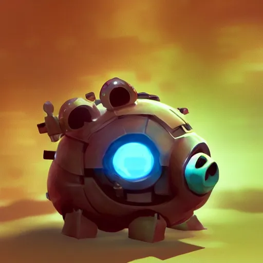 Image similar to 3D Fantasy Cute and adorable mecha piggy floating in space, bright stars, Smooth 3D Illustration, soft render, Servando Lupini, Daniil Kudriavtsev, handpaint texture, Blender, 3DCoat