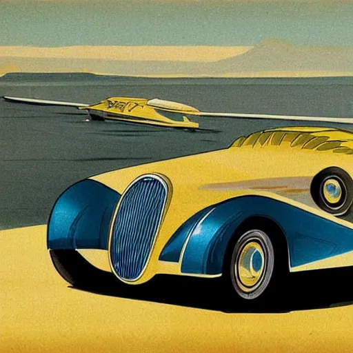 Prompt: award-winning, art deco, delahaye, concept art