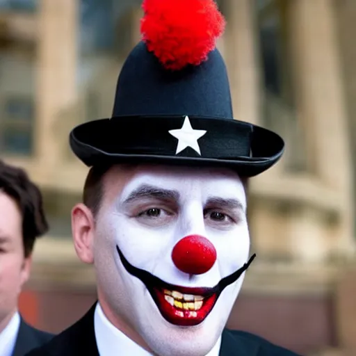 Image similar to a secret service agent who is also a clown