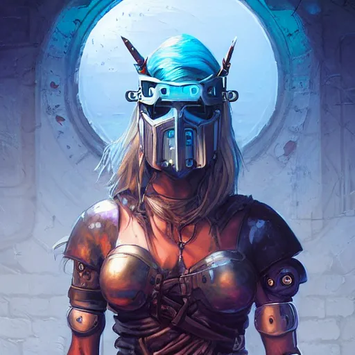 Image similar to cyberpunk viking helmet mask warrior goddess robot ninja fantasy, art gta 5 cover, official fanart behance hd artstation by jesper ejsing, by rhads, makoto shinkai and lois van baarle, ilya kuvshinov, ossdraws