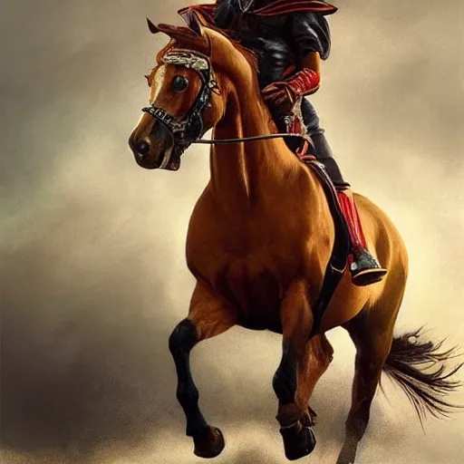 Prompt: a resplendant impressive portrait of a noble horse rearing up. fantasy art, alex ross, heroic lighting, very very very beautiful raytraced rendering