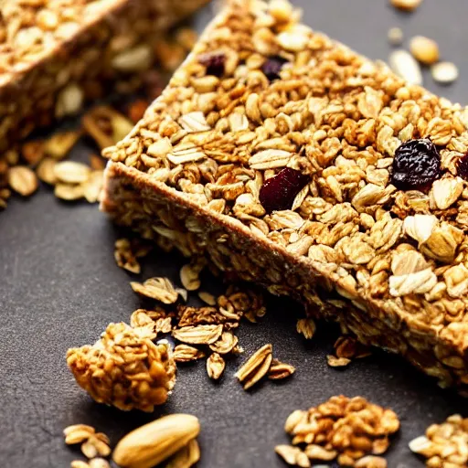 Image similar to close up high resolution photo of granola bar, very tasty, food photography, instagram, trending