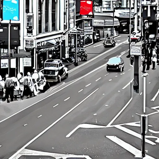 Image similar to auckland city queen street, kiwiana digital art