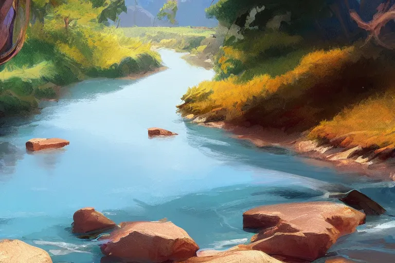 Prompt: summer river by osvaldo pasillas artstation