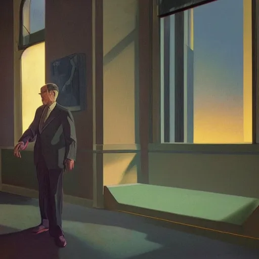 Image similar to a silver-haired steve carell, head and shoulders masterpiece, in rapture, golden hour, artstation, in the style of Art Deco and Edward Hopper and Bosch, extremely detailed