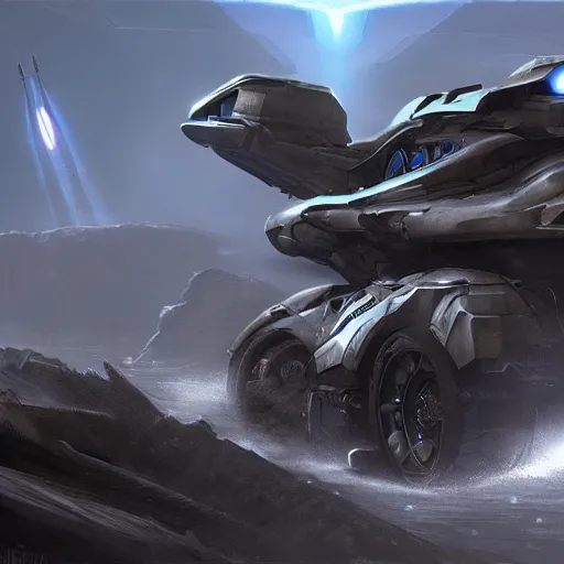 Prompt: concept art for transport vehicles in the upcoming halo game - n 4