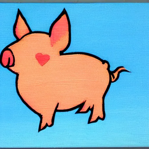 Prompt: happy flying pig