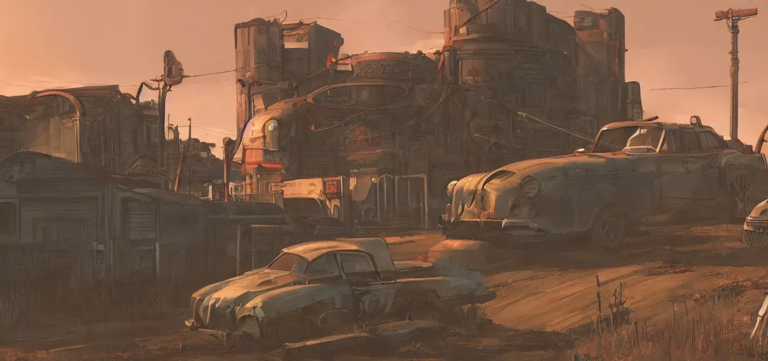 Prompt: Concept art of Fallout 4, Ralph McQuarrie style