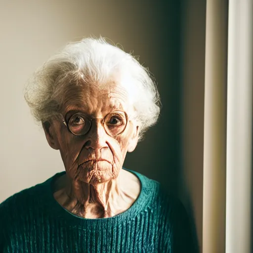 Prompt: portrait of a 80 year old woman, old, dramatic lighting