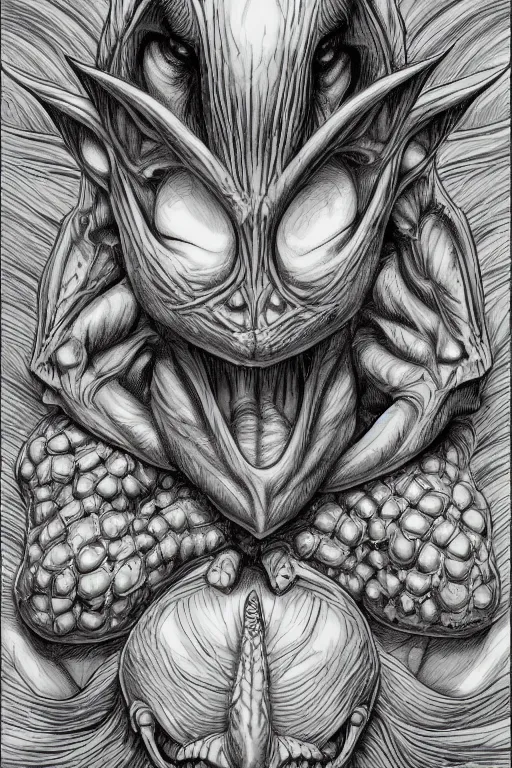 Image similar to goblin, symmetrical, toad eyes and webbed feet, highly detailed, digital art, sharp focus, trending on art station, kentaro miura manga art style