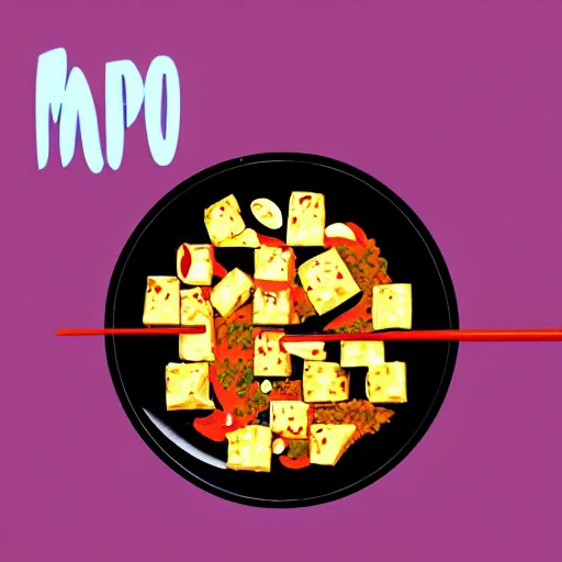 Prompt: mapo tofu, hyperpop aesthetics, hyperpop album concept art, cute!, minimalistic