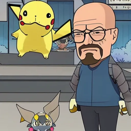 Prompt: Walter White catching Pokémon