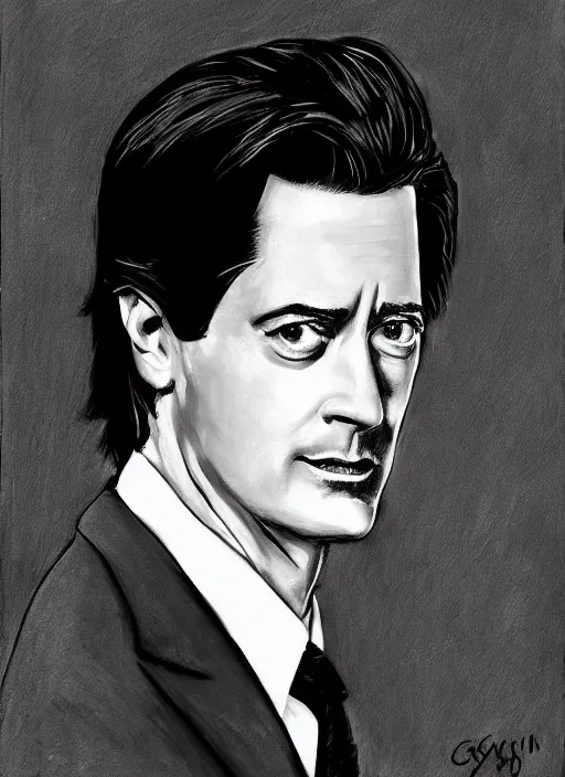 Prompt: portrait of kyle maclachlan as dale cooper by glyn smith