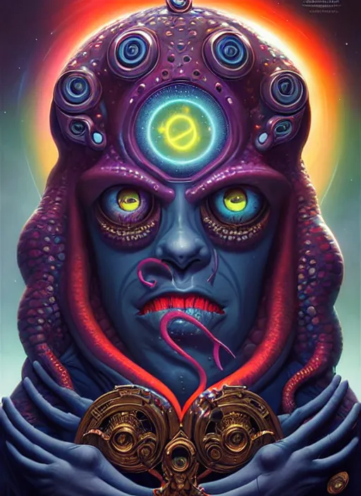 Image similar to cosmic lovecraft ransom hero portrait, pixar style, by tristan eaton stanley artgerm and tom bagshaw.