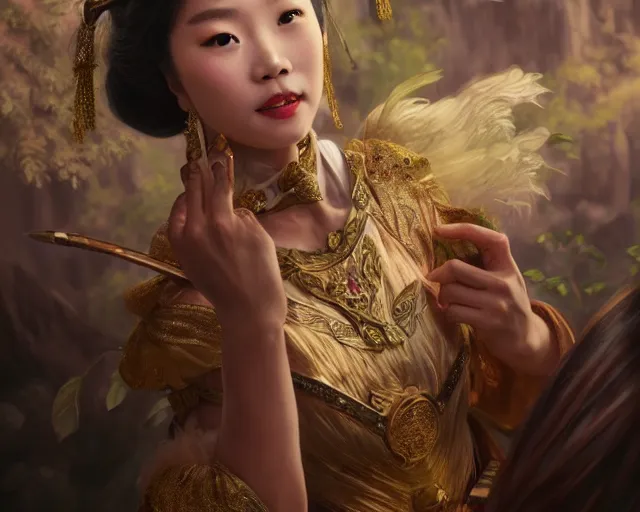 Image similar to photography of hong kong actress barbara yung dressed as dongfang bubai, deep focus, d & d, fantasy, intricate, elegant, highly detailed, digital painting, artstation, concept art, matte, sharp focus, illustration, hearthstone, art by artgerm and greg rutkowski and alphonse mucha