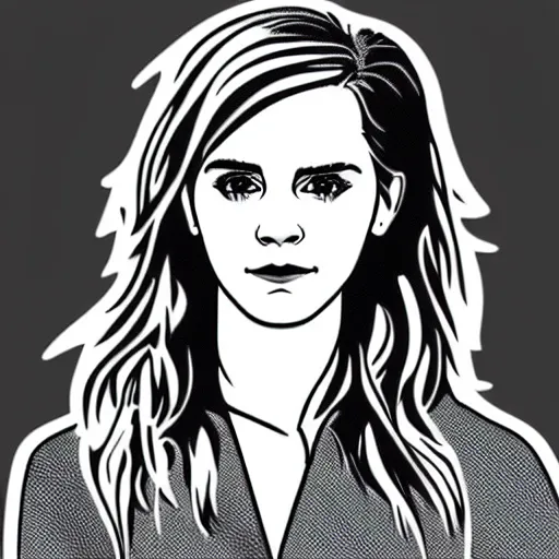 Image similar to emma watson, digital art, iconic icon, 2 d vector logo, cartoon, t - shirt design