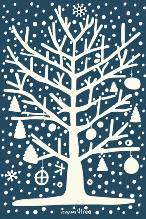 Image similar to doodle scandi winter tree, sticker - art, svg vector, adobe - illustrator