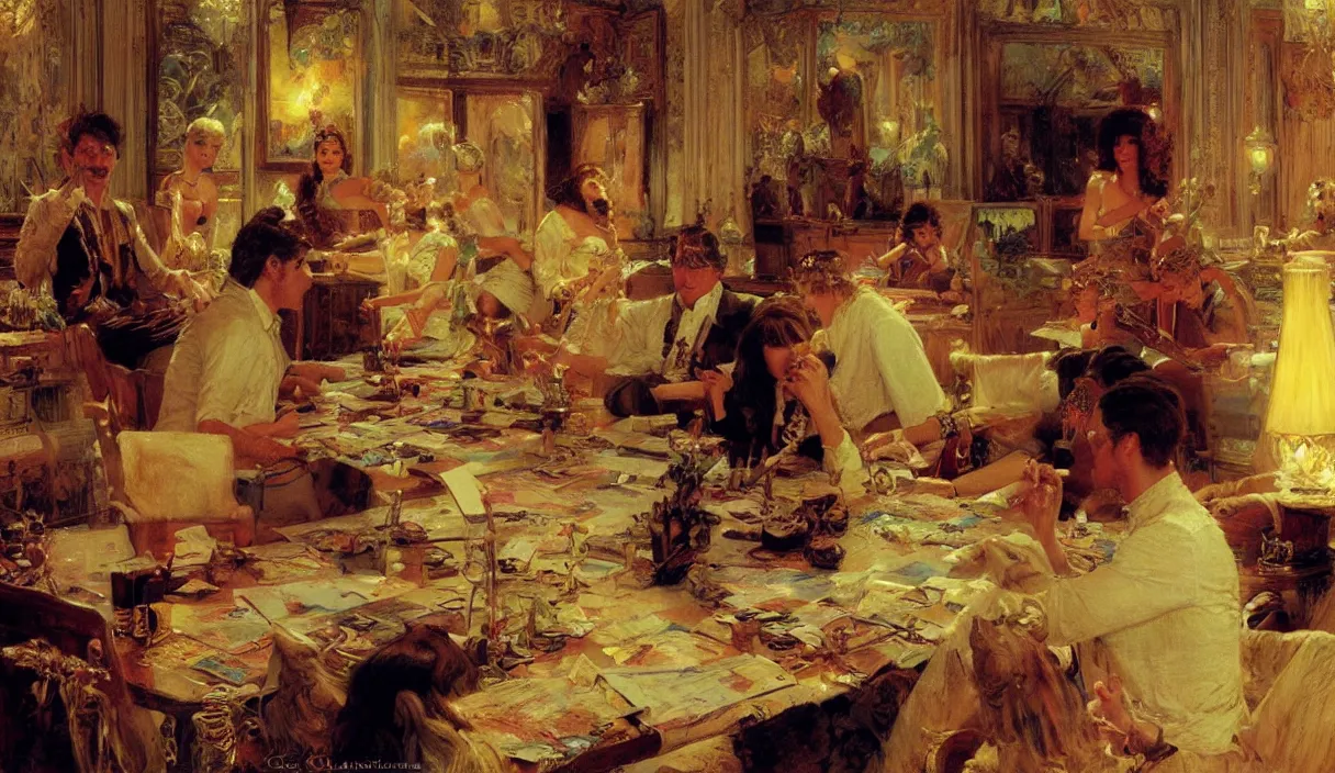 Image similar to ! dream a 7 0 s prisunic catalog with the indoor office of severance series ( 2 0 2 2 ), painting by gaston bussiere, craig mullins, j. c. leyendecker, in color