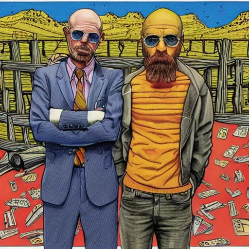 Prompt: The Artwork of R. Crumb and his Cheap Suit Breaking-Bad-Jesse-Pinkman, pencil and colored marker artwork, trailer-trash lifestyle