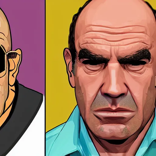 Image similar to Lalo Salamanca from Better Call Saul as a GTA character portrait, Grand Theft Auto, GTA cover art