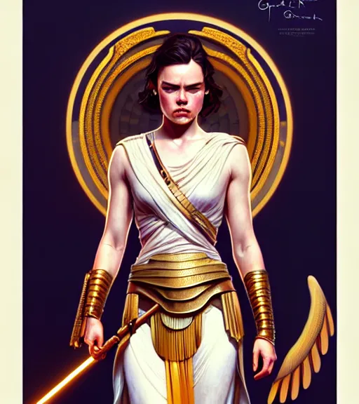 Prompt: ultra realistic illustration, daisy ridley as goddess athena, intricate, elegant, highly detailed, digital painting, artstation, concept art, smooth, sharp focus, illustration, by artgerm and greg rutkowski and alphonse mucha