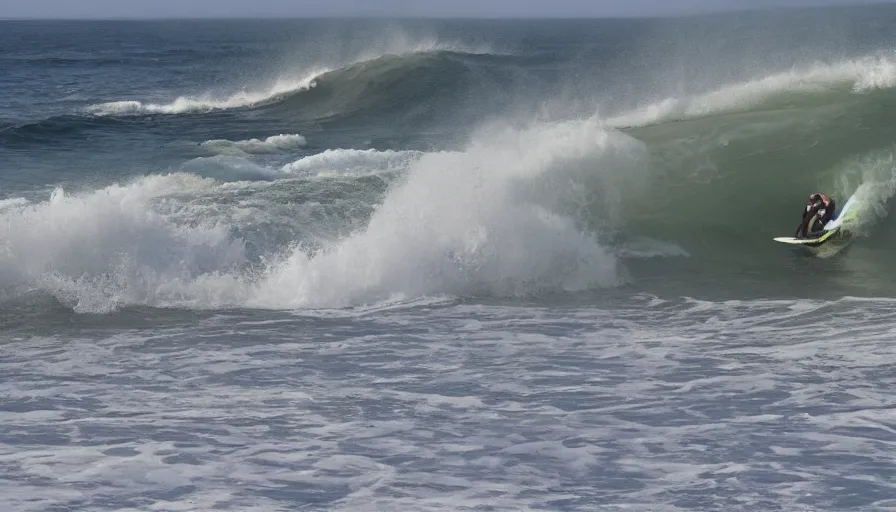 Prompt: sandy beach, big wave surfing,