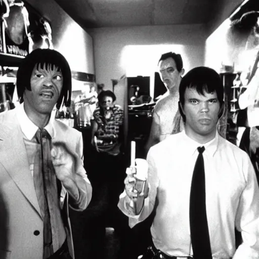 Image similar to a cool photo backstage at the film location of Pulp Fiction