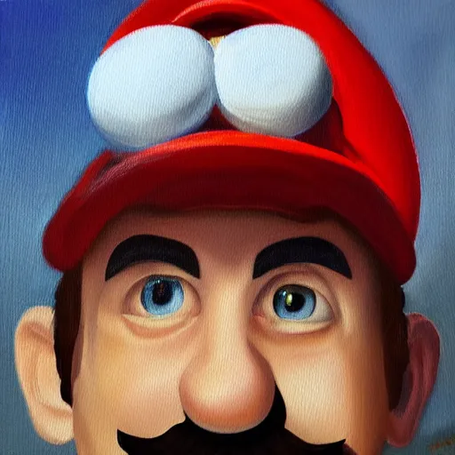 Prompt: mario, oil painting