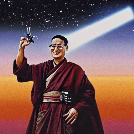 Prompt: fantasy wallpaper of dali lama riding a ton ton star wars science fiction