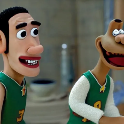 Prompt: a film still of lebron james as a claymation character in wallace and gromit