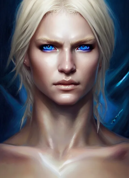 Image similar to a _ fantasy _ style _ portrait _ painting _ of white female paladin with blonde hair and blue eyes, scar under left eye, holy oil _ painting _ unreal _ 5 _ daz. _ rpg _ portrait _ extremely _ detailed _ artgerm _ greg _ rutkowski _ greg