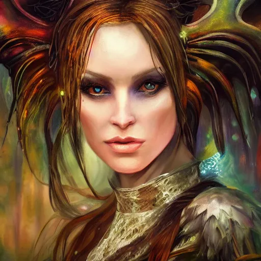 Image similar to A professionaly painted portrait of an archfey, 4k, painted by Terese Nielsen, trending on artstation, tasteful, bokeh, hyperrealistic, highly detailed, good proportions