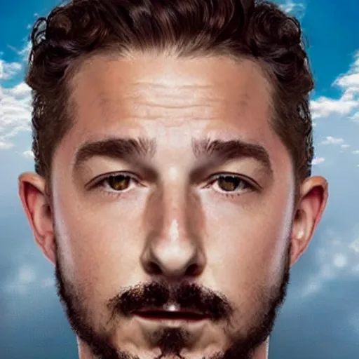 Image similar to Shia Lebeouf on a cloud.