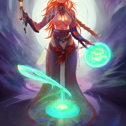 Image similar to anime portrait of Nami as a shaman yedi using dark force to eliminate trump as an anime antagonist by Stanley Artgerm Lau, WLOP, Rossdraws, James Jean, Andrei Riabovitchev, Marc Simonetti, and Sakimichan, trending on artstation