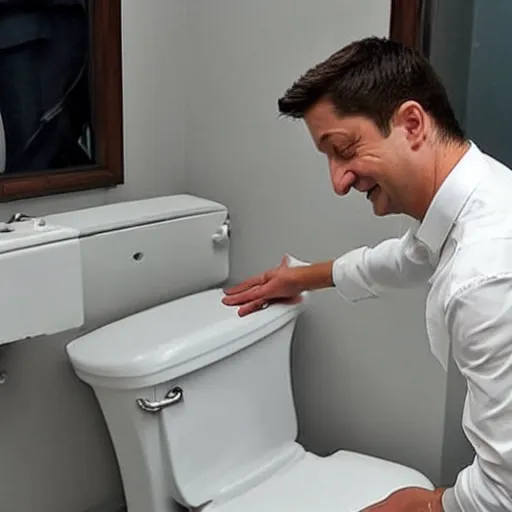 Image similar to Zelensky flushes himself in the toilet