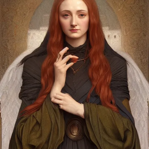 Prompt: portrait of sansa stark, intricate, elegant, highly detailed, digital painting, artstation, concept art, smooth, sharp focus, illustration, art by artgerm and greg rutkowski and alphonse mucha and william - adolphe bouguereau