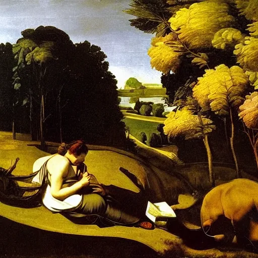 Prompt: Landscape Painting by Caravaggio