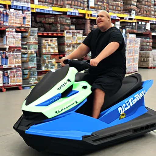 Image similar to NotoriousBIG riding jetski at costco