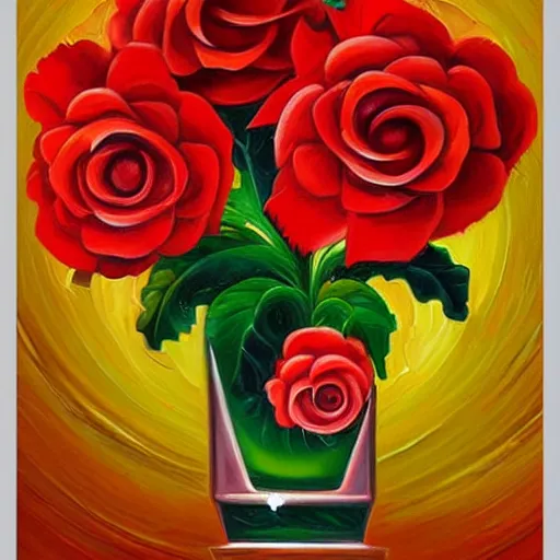 Prompt: deco oil painting of a red flower by jeremiah ketner